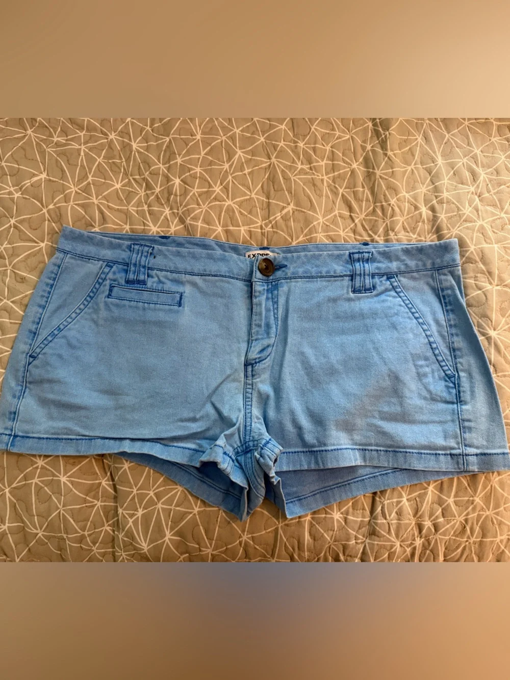 Express Light Blue Chino Micro Shorts Size 10